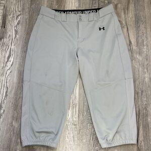 Under Armour L Softball Womens Large Heatgear Pants Gray Baseball